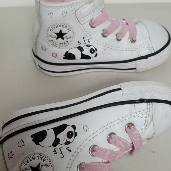 Converse White Panda Chuck Taylor All Star High Top toddler Sneakers - Picture 5 of 7